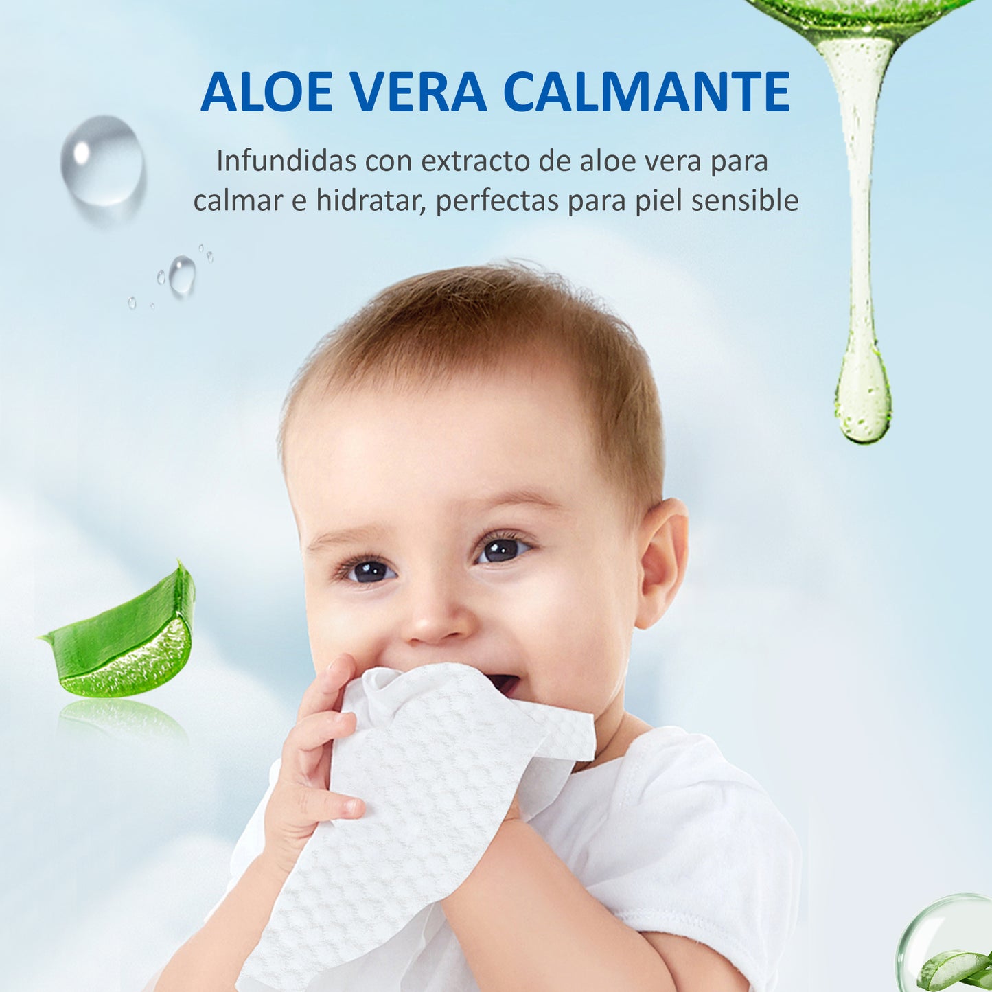 Con extracto de Aloe Vera para la piel sensible del bebé