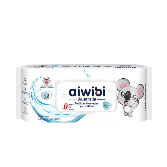 Toallitas Húmedas para Bebé Cuidado Premium con 99.91% Agua Pura 60Pcs