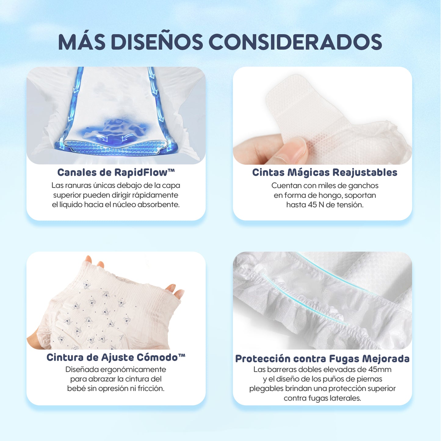 Pañales para Bebé Serie Comodidad Seca Desechables Ultra Ligeros