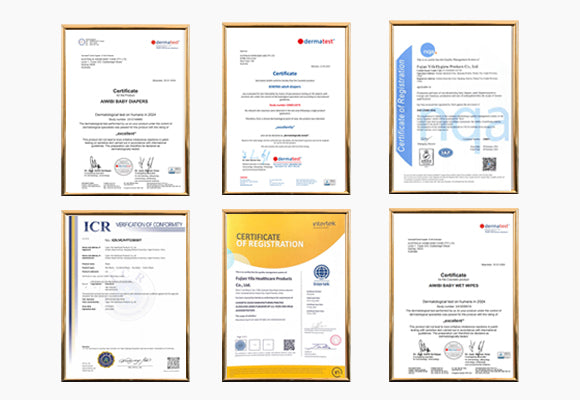 Diversos certificados y certificados de calidad obtenidos por Aiwibi