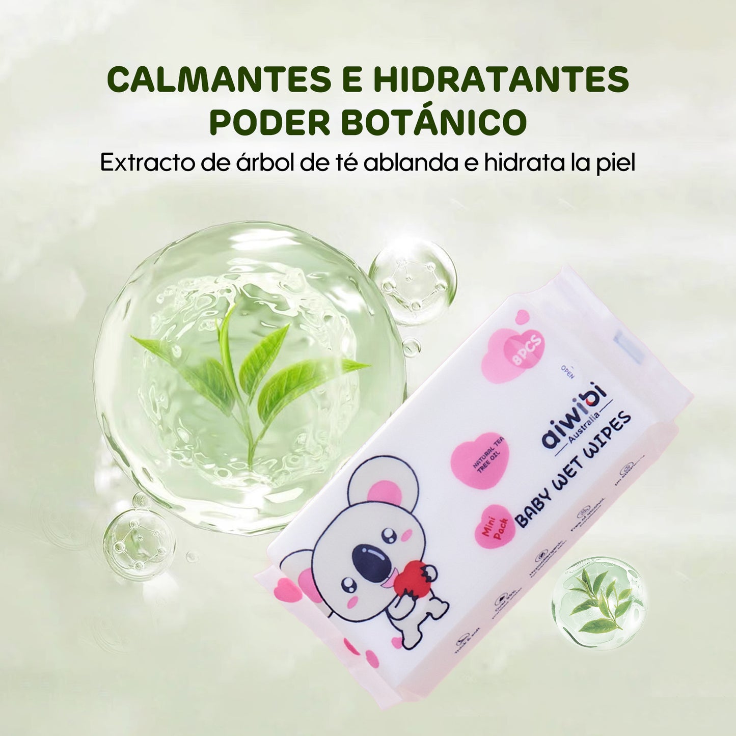Aiwibi Mini Toallitas para Bebé Calman la Piel