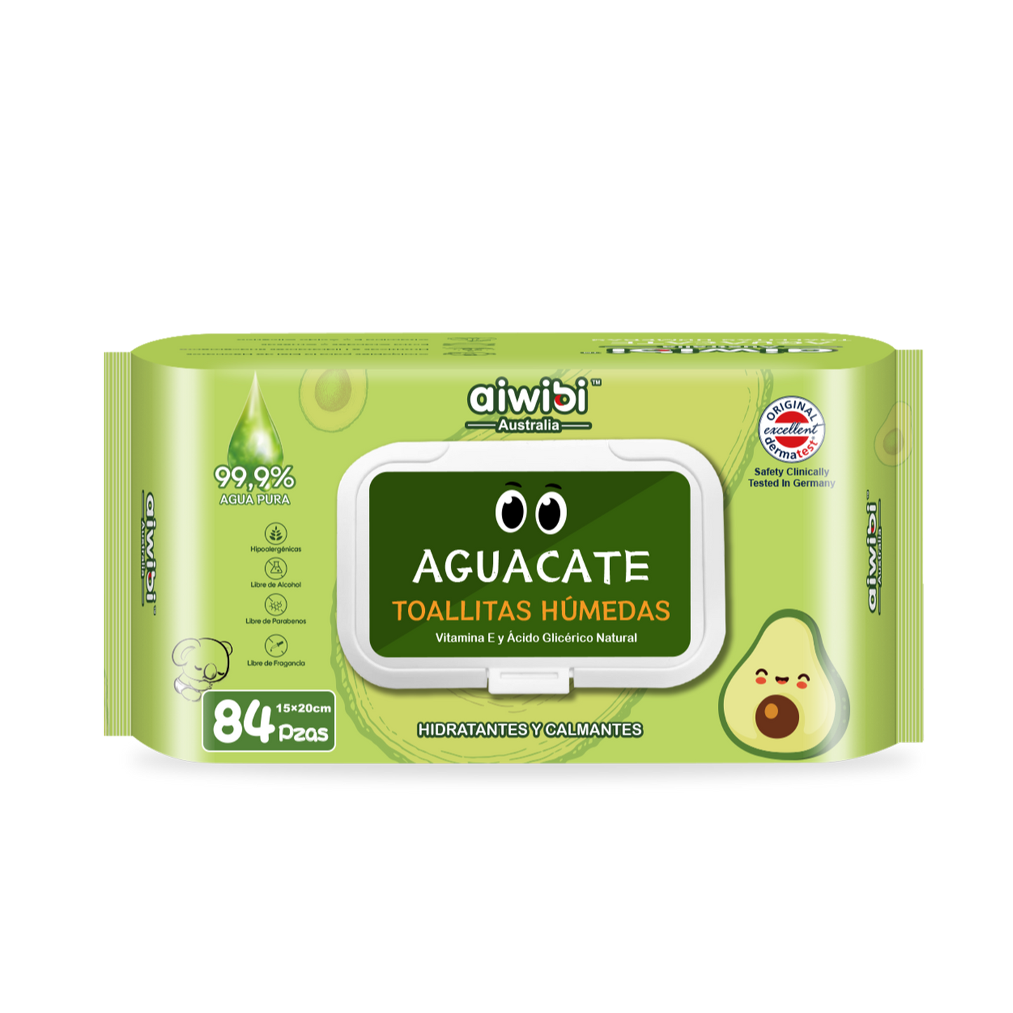 Toallitas húmedas frescas con sabor a aguacate envueltas individualmente