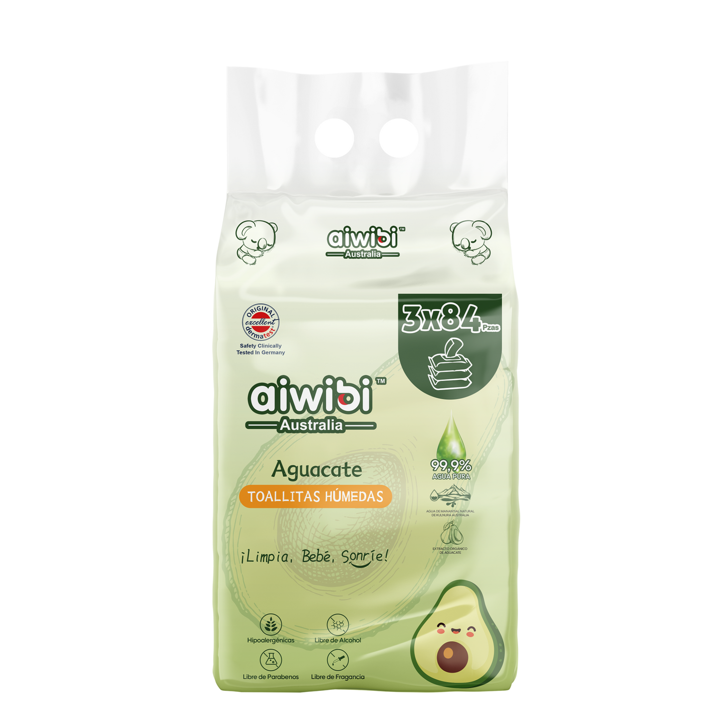 Toallitas húmedas frescas con sabor a aguacate en paquetes grandes