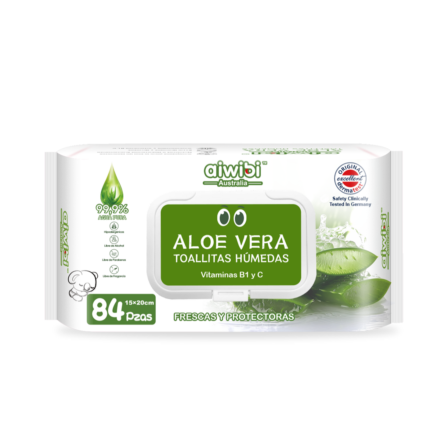 Toallitas húmedas frescas con sabor a aloe vera envueltas individualmente