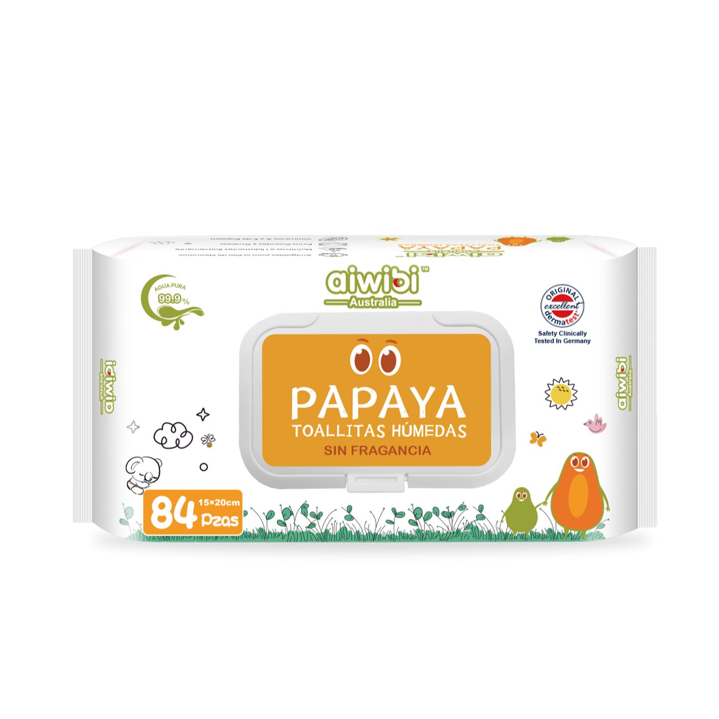 Toallitas húmedas frescas con sabor a papaya envueltas individualmente