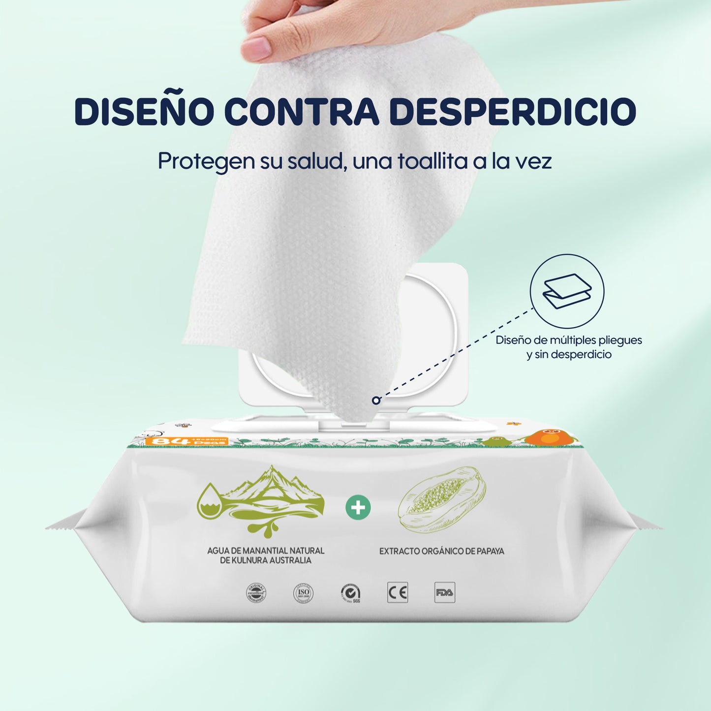 Se muestra un paquete de toallitas húmedas Aiwibi Serie Fresco.