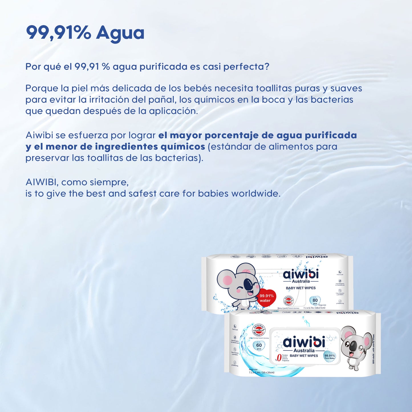 Toallitas Húmedas para Bebé Cuidado Premium con 99.91% Agua Pura