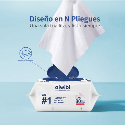 Toallitas Húmedas Premium para Bebé con el Grosor Nº1 80Pcs
