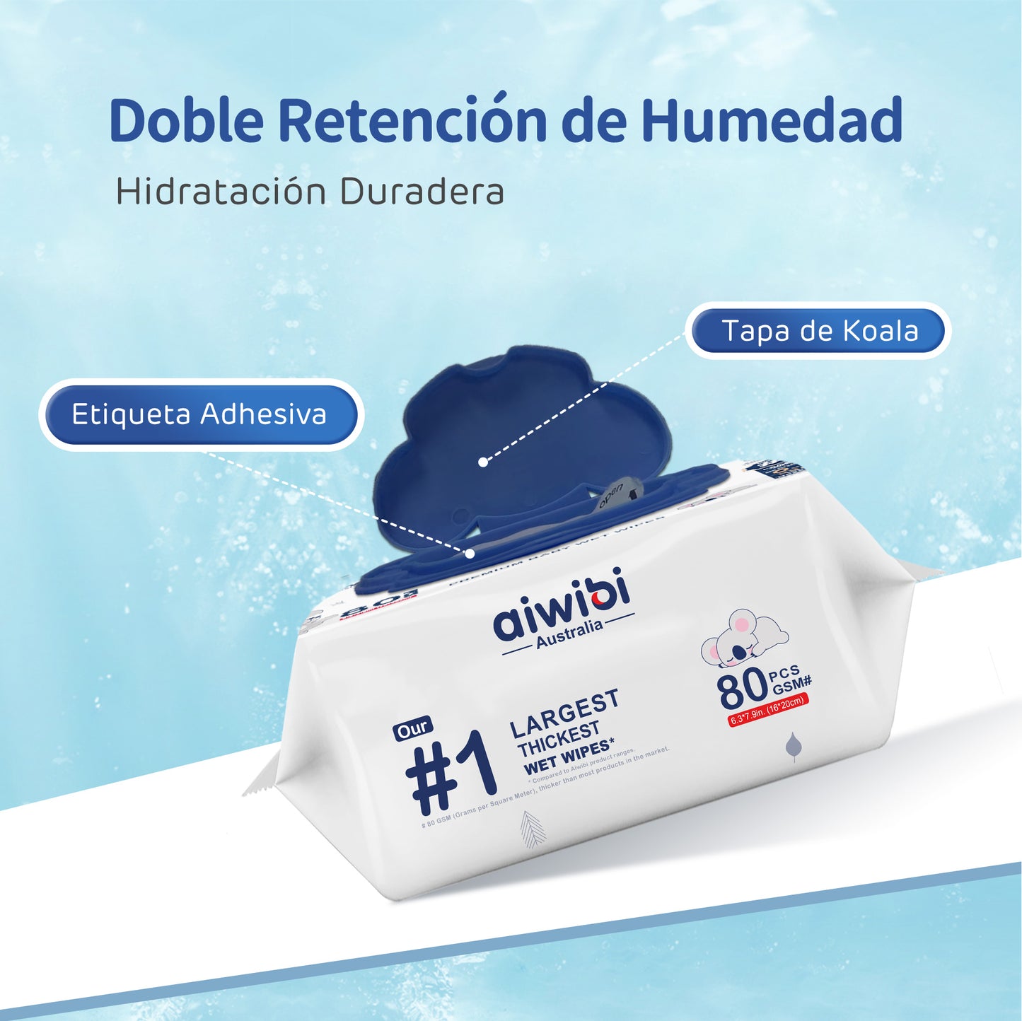 Toallitas Húmedas Premium para Bebé con el Grosor Nº1 80Pcs