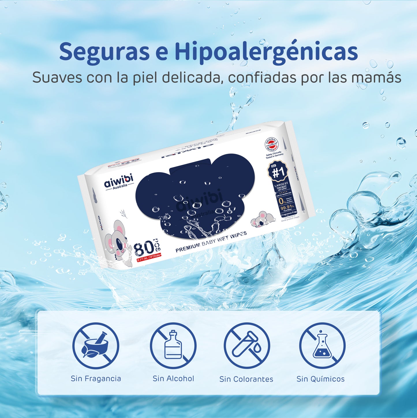 Toallitas Húmedas Premium para Bebé con el Grosor Nº1 80Pcs