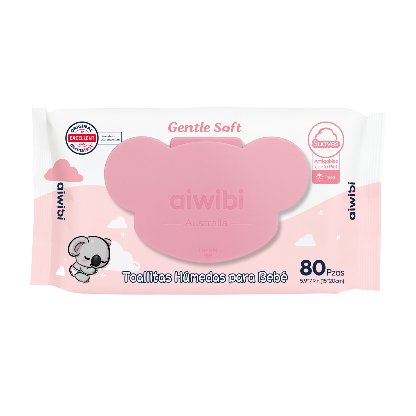Toallitas Piel Sensible Gentle Soft Tapa Koala Aroma Fresa