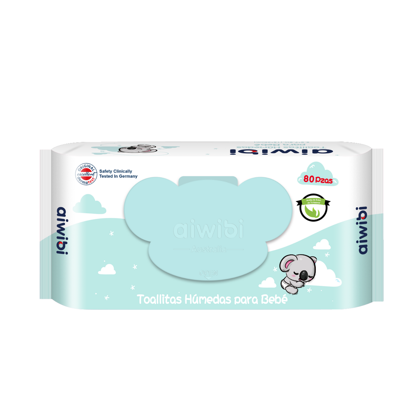 Toallitas Piel Sensible Gentle Soft Tapa Koala Aroma Aceite de Té Natural