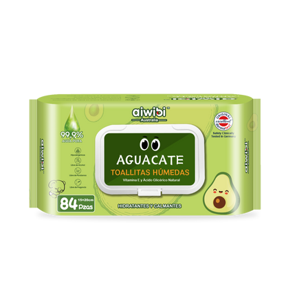 Toallitas húmedas frescas con sabor a aguacate envueltas individualmente