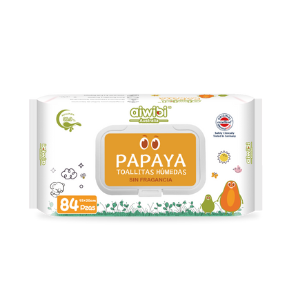 Toallitas húmedas frescas con sabor a papaya envueltas individualmente