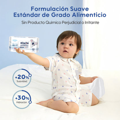 Toallitas con 99,91% Agua Pura y D-Pantenol