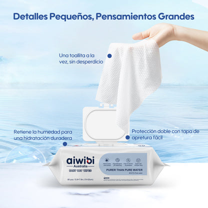 Toallitas con 99,91% Agua Pura y D-Pantenol