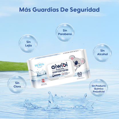 Toallitas con 99,91% Agua Pura y D-Pantenol