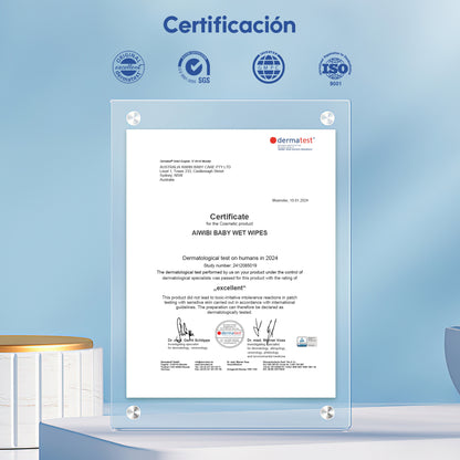 Toallitas con 99,91% Agua Pura y D-Pantenol
