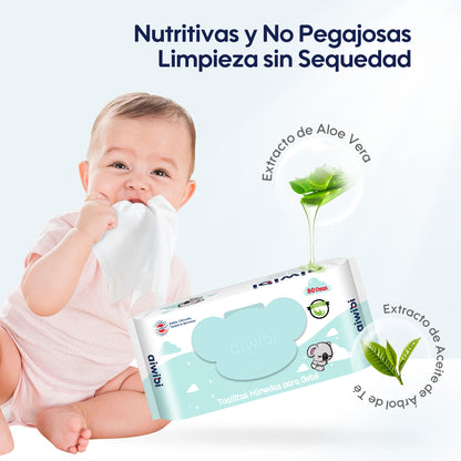 Toallitas Piel Sensible Gentle Soft Tapa Koala Aroma Aceite de Té Natural