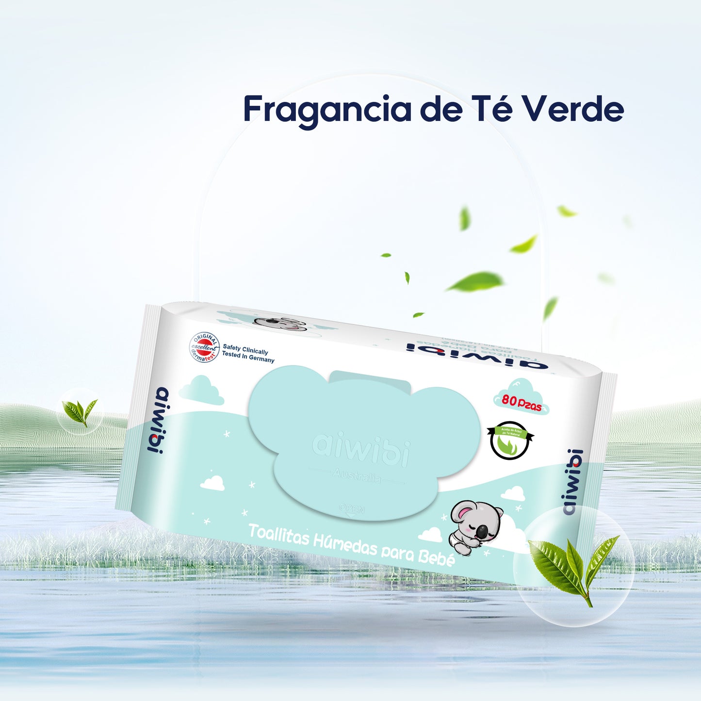Toallitas Piel Sensible Gentle Soft Tapa Koala Aroma Aceite de Té Natural