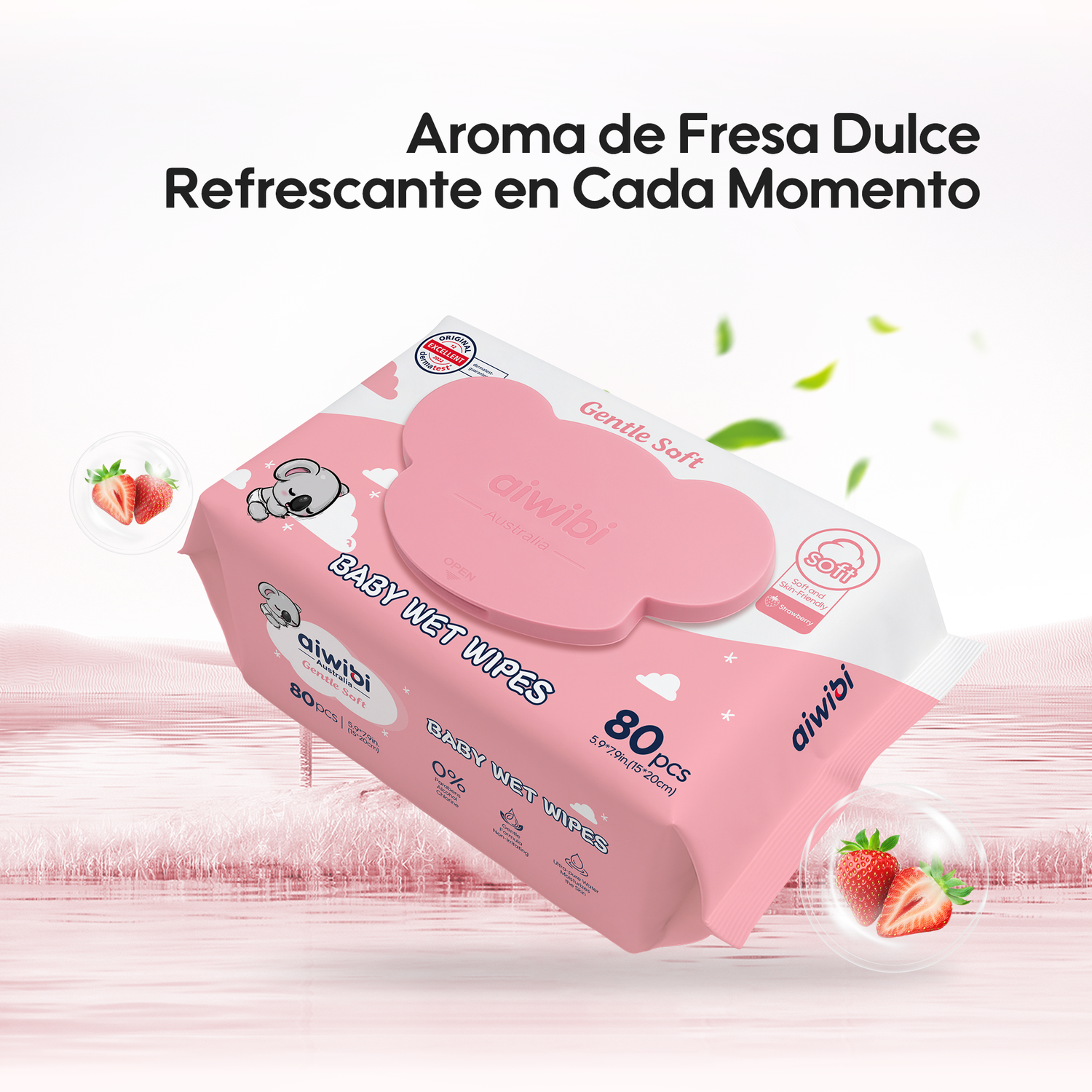 Toallitas Piel Sensible Gentle Soft Tapa Koala Aroma Fresa