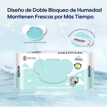 Toallitas Piel Sensible Gentle Soft Tapa Koala Aroma Aceite de Té Natural