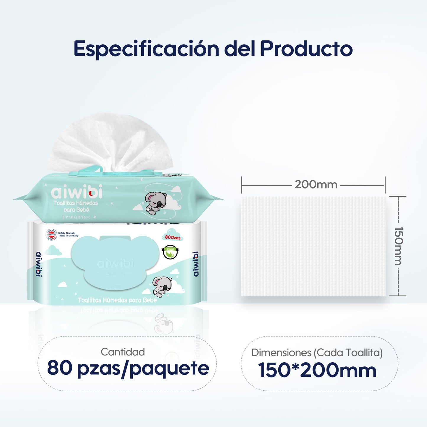 Toallitas Piel Sensible Gentle Soft Tapa Koala Aroma Aceite de Té Natural