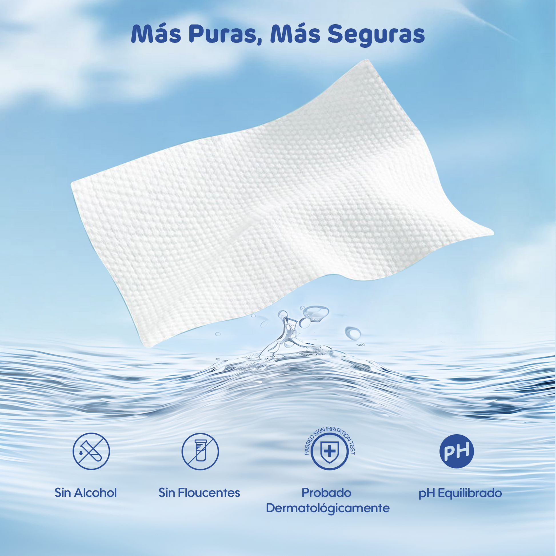 Toallitas húmedas para bebé tan puras como el agua, sin alcohol, sin olor y con 99.9